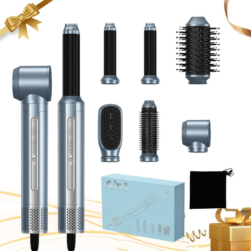 trylater Hair Dryer Brush,Blow Dryer Brush with Attachments,110000 RPM Curly Twist 6 in 1 Air Style, Professional Ionic Hair Styling Tool, Left & Right Air Curler, Volumizer - Image 1